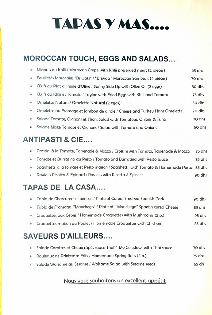 Menu tapas à imprimer